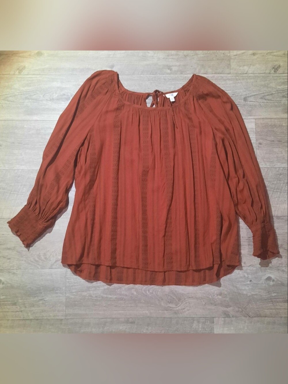 Terra & Sky Rust Peasant Tunic Top